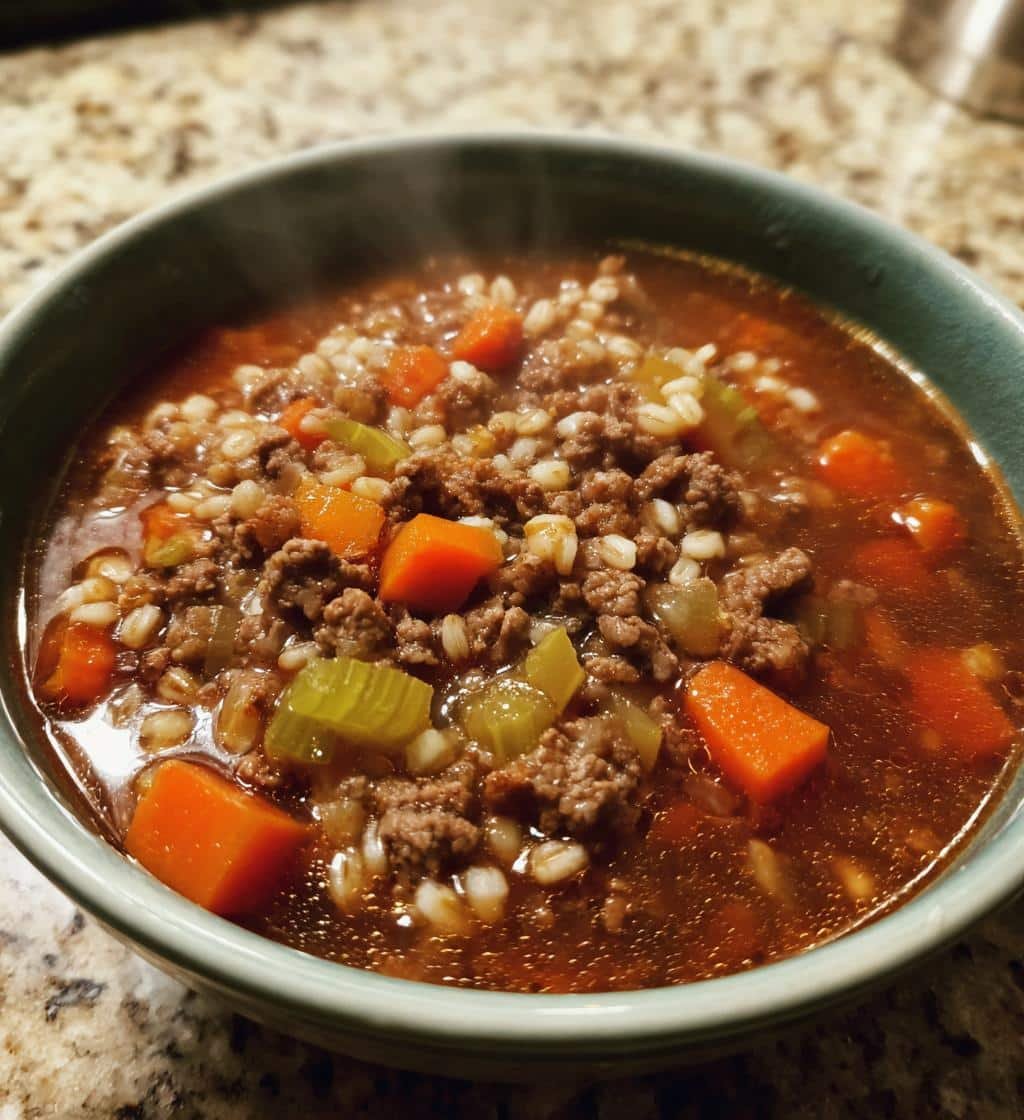 Healthy Quick Beef & Barley Veg Soup