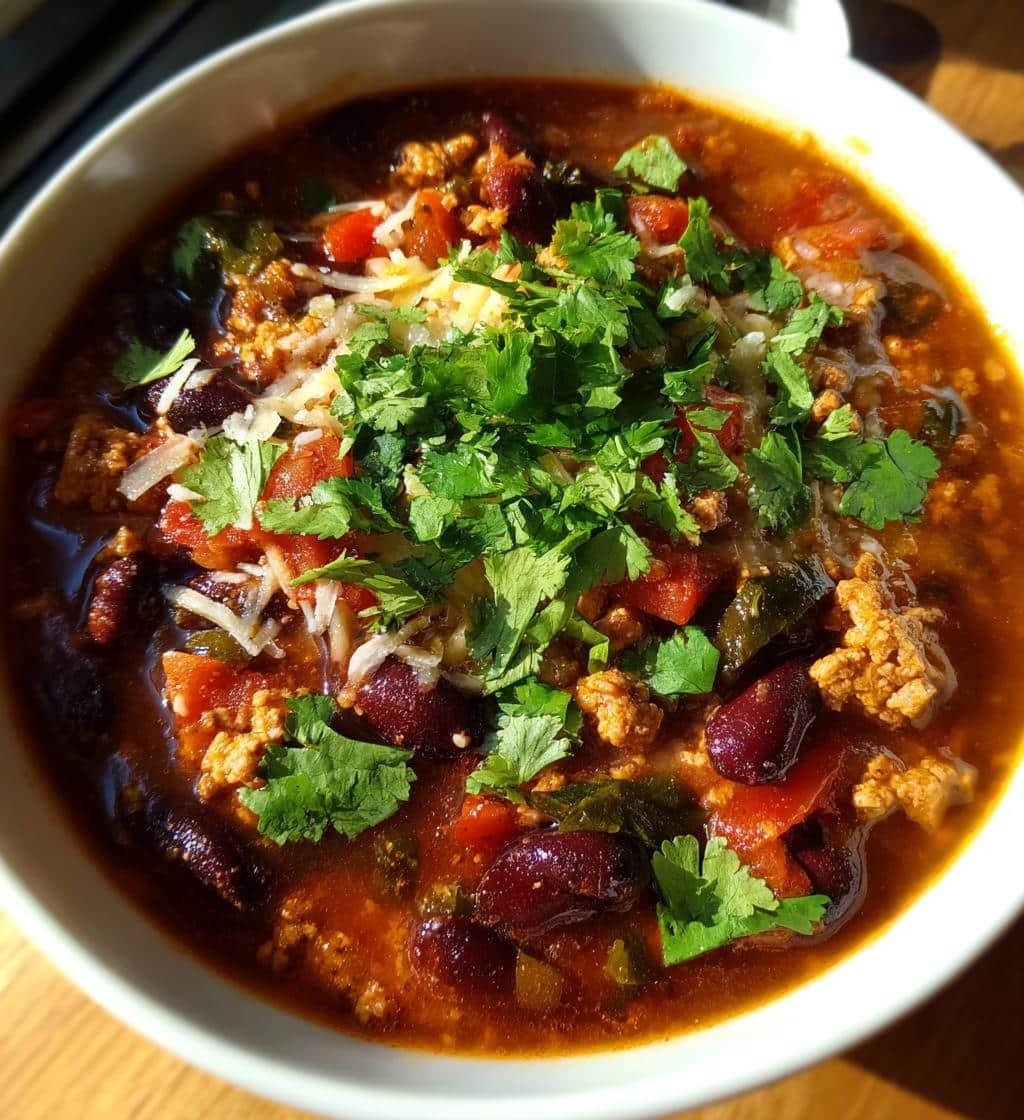 Healthy Super Bowl Turkey Chili Soup - detail 1
