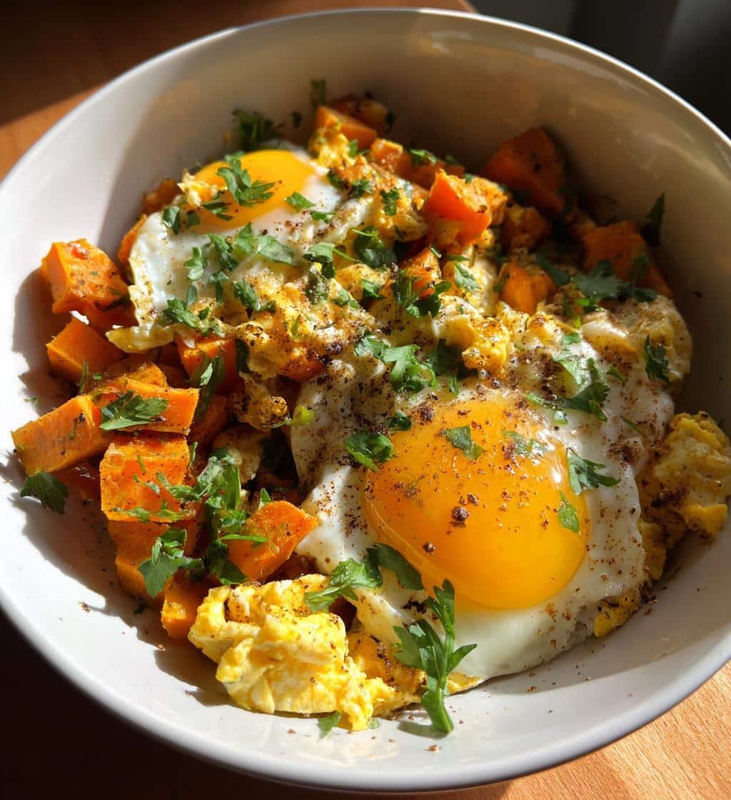 Healthy Sweet Potato Scramble Breakfast Bowl