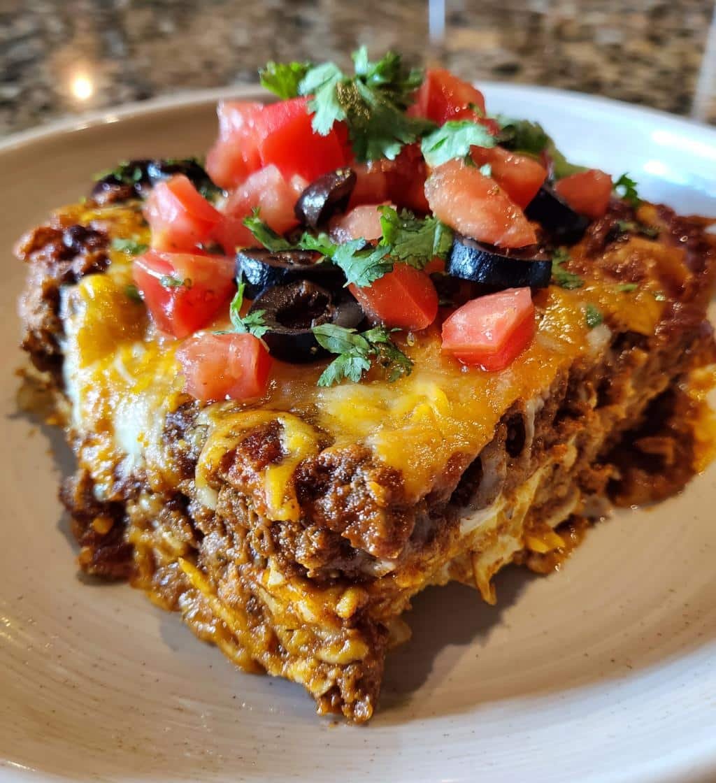 Healthy Taco Lasagna with Doritos Crust