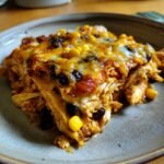 Healthy crockpot Creamy Chicken Enchilada Casserole