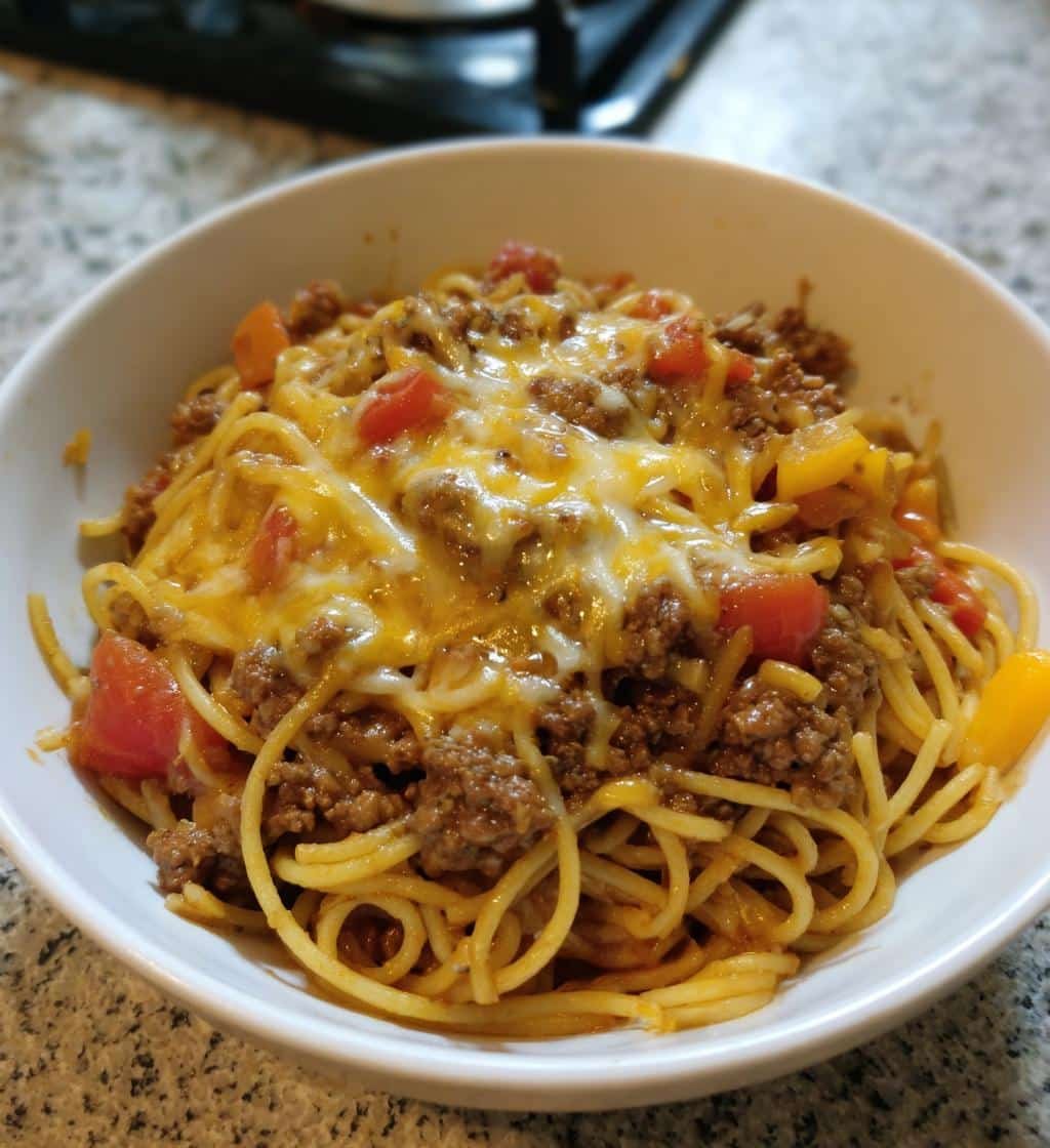 One Pot Taco Spaghetti