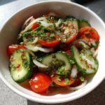 Quick Marinated Cucumbers, Onions, and Tomatoes salad