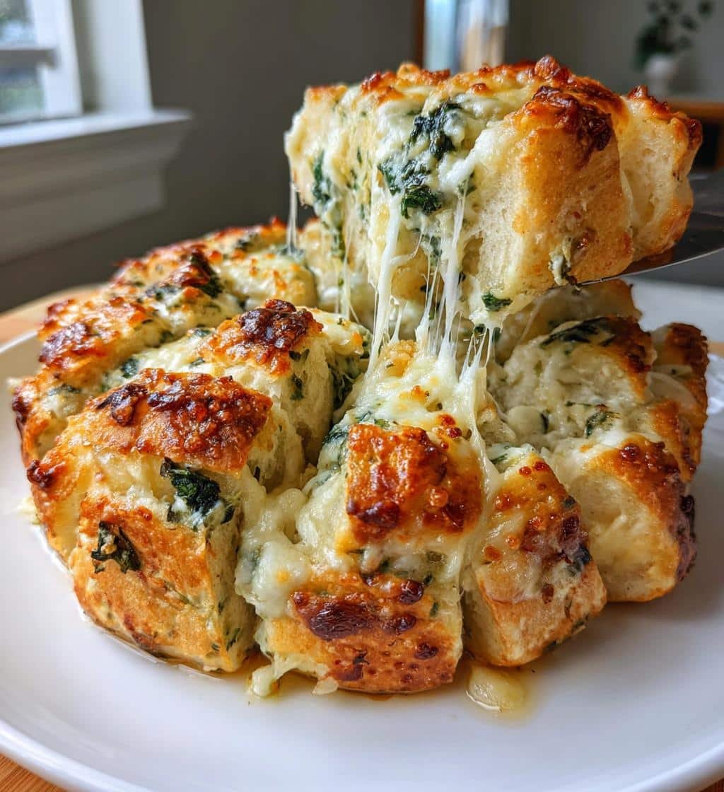 Spinach Artichoke Dip Pull-Apart Christmas Bread