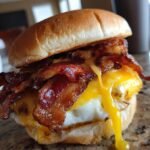 Triple Cheese Bacon Explosion Sandwich