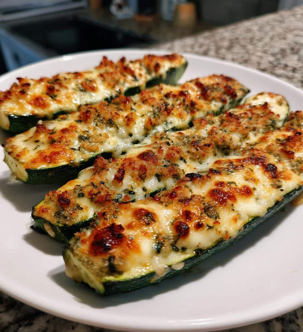 Cheesy Garlic Zucchini Steaks