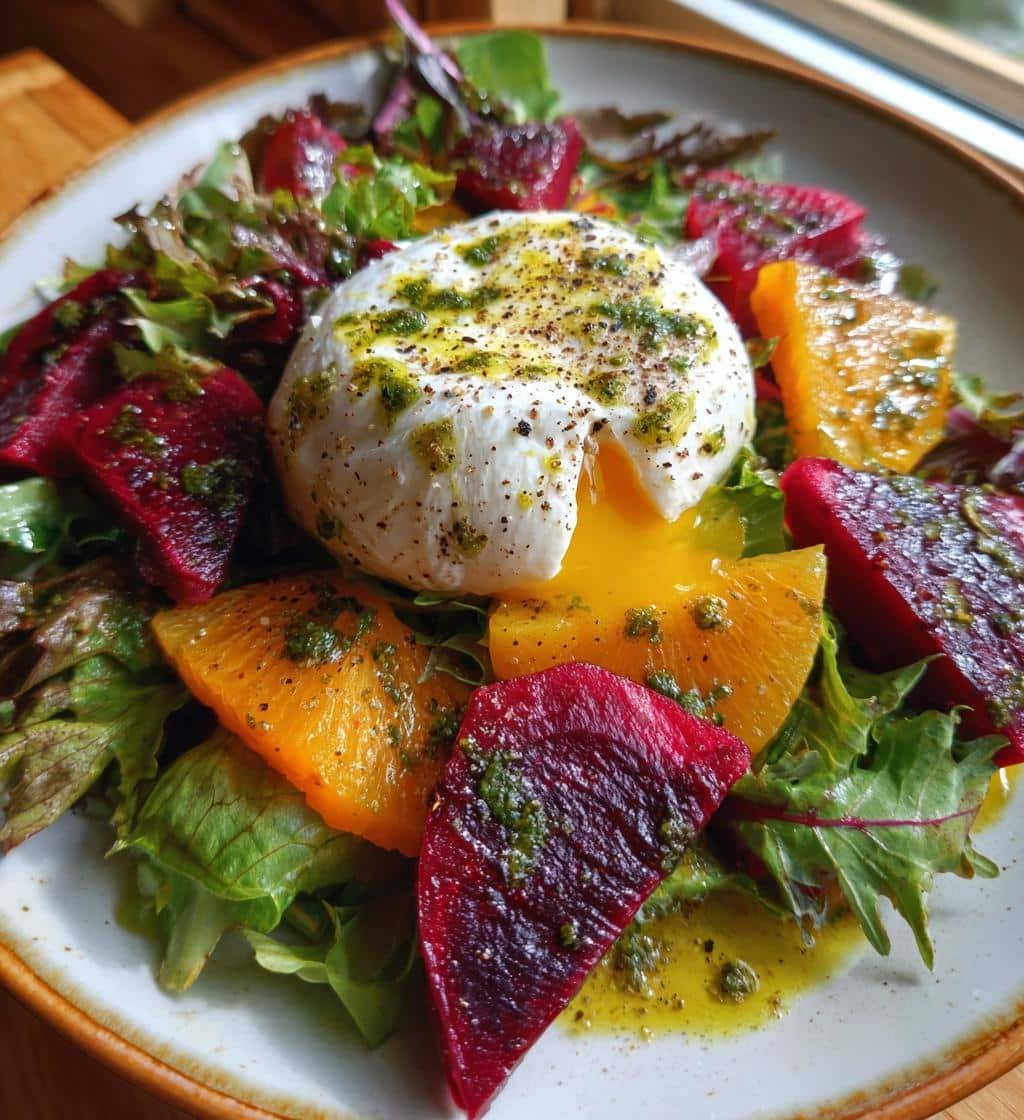 Healthy Burrata Salad with Beets & Basil Oil - detail 1