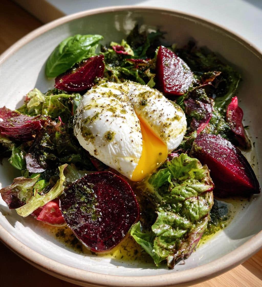 Healthy Burrata Salad with Beets & Basil Oil