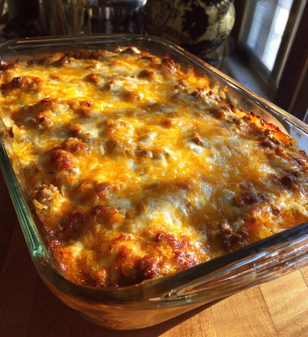Healthy Cheesy Cabbage & Ground Beef Casserole Meal prep