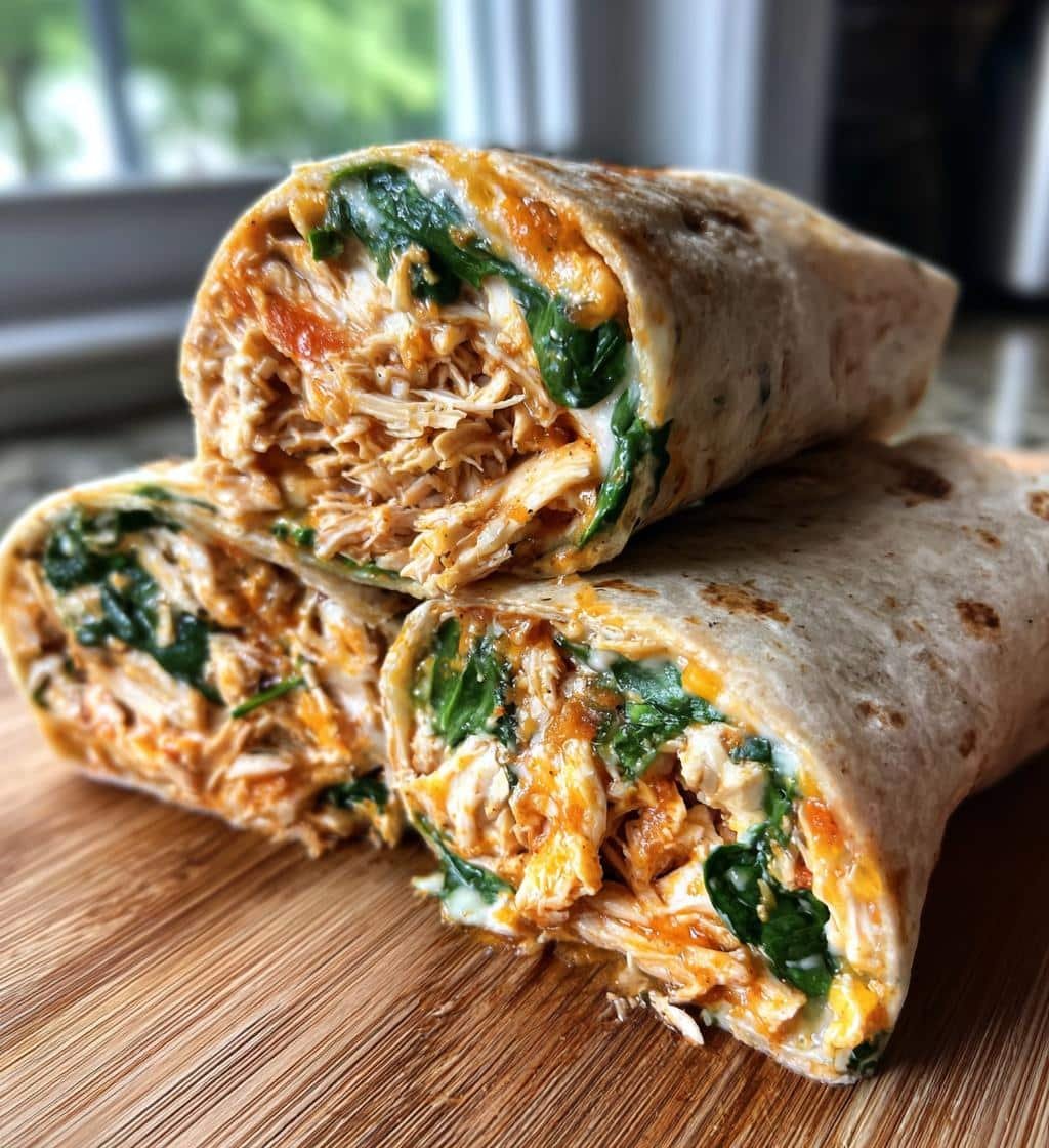 Healthy Chicken Spinach & Cheese Wraps (Meal Prep)