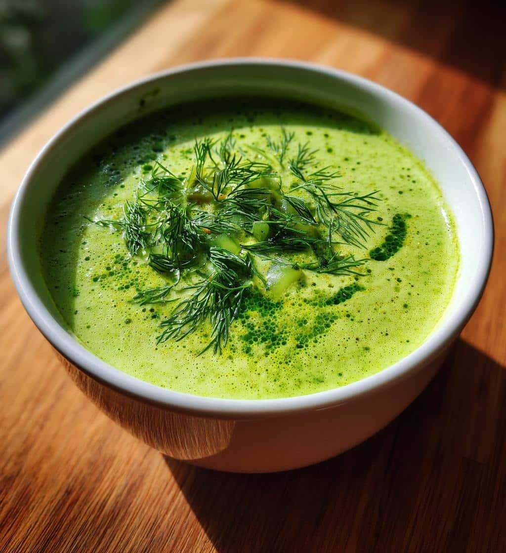 Healthy Chilled Cucumber Avocado Soup (No-Cook)