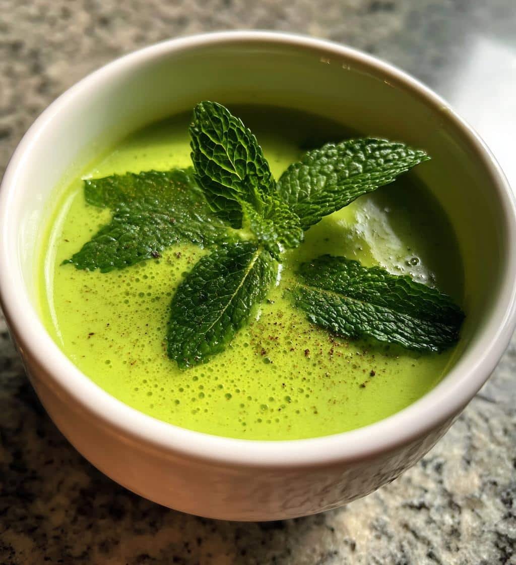 Healthy Chilled Spring Pea Soup with Mint - detail 1