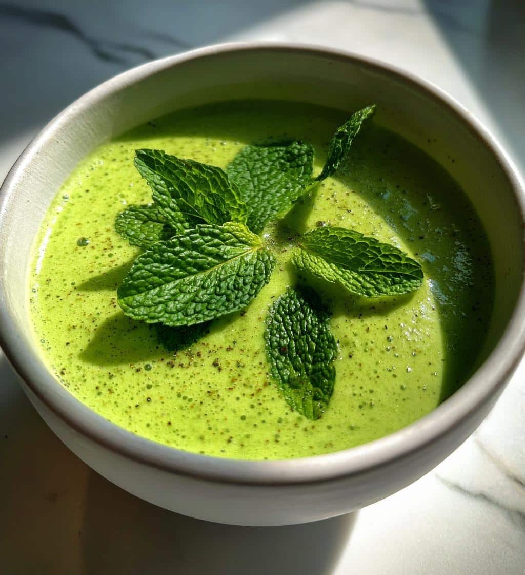 Healthy Chilled Spring Pea Soup with Mint