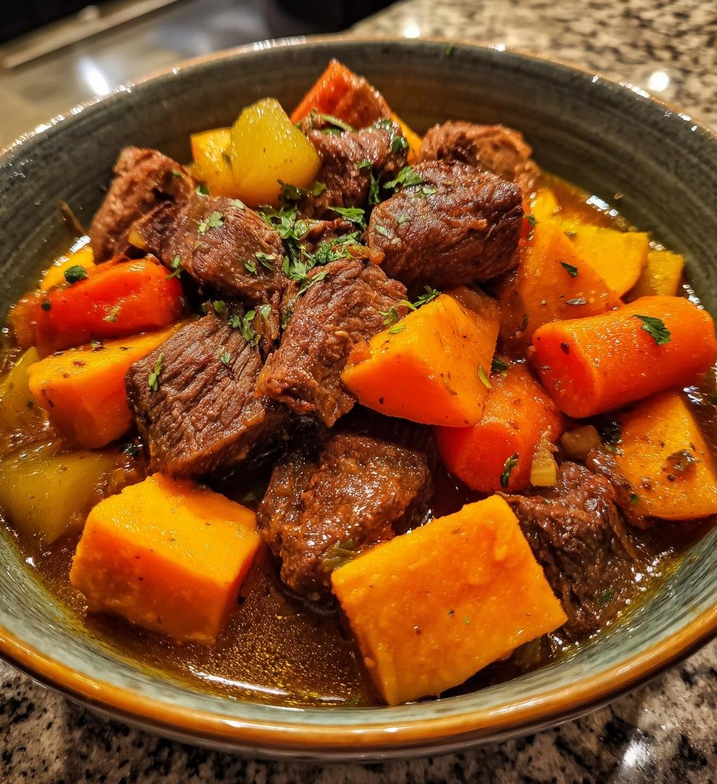 Healthy Crockpot Beef Stew with Sweet Potato - detail 1