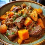 Healthy Crockpot Beef Stew with Sweet Potato