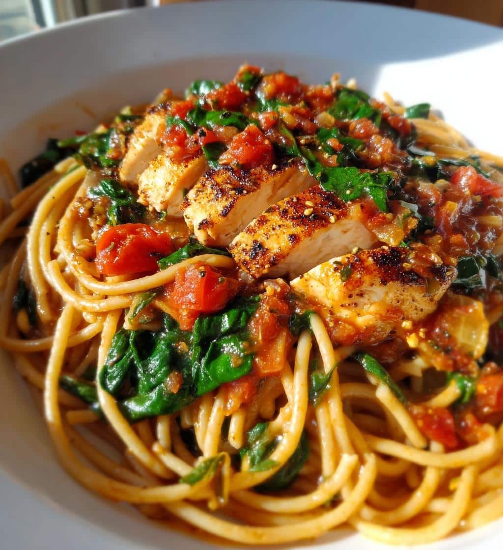 Healthy Crockpot Chicken Breast & Spinach Pasta - detail 1
