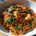 Healthy Crockpot Chicken Breast & Spinach Pasta