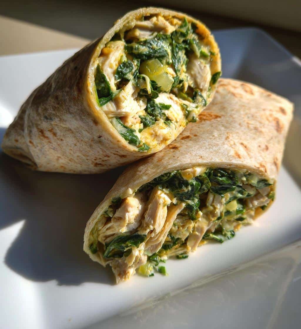 Healthy Easy Chicken Spinach & Cheese Wraps (Meal Prep)