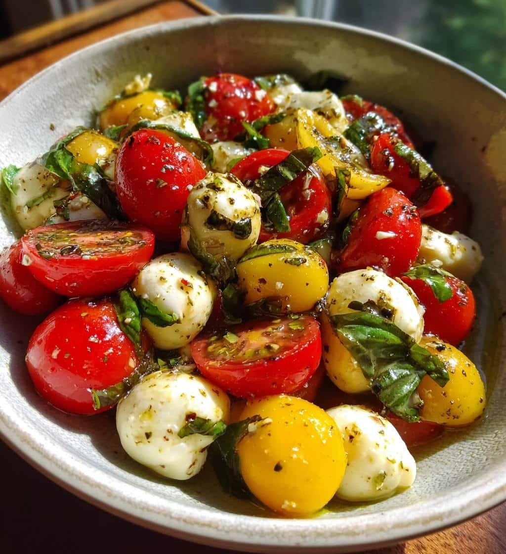 Healthy Fresh Caprese Pasta Salad - detail 1