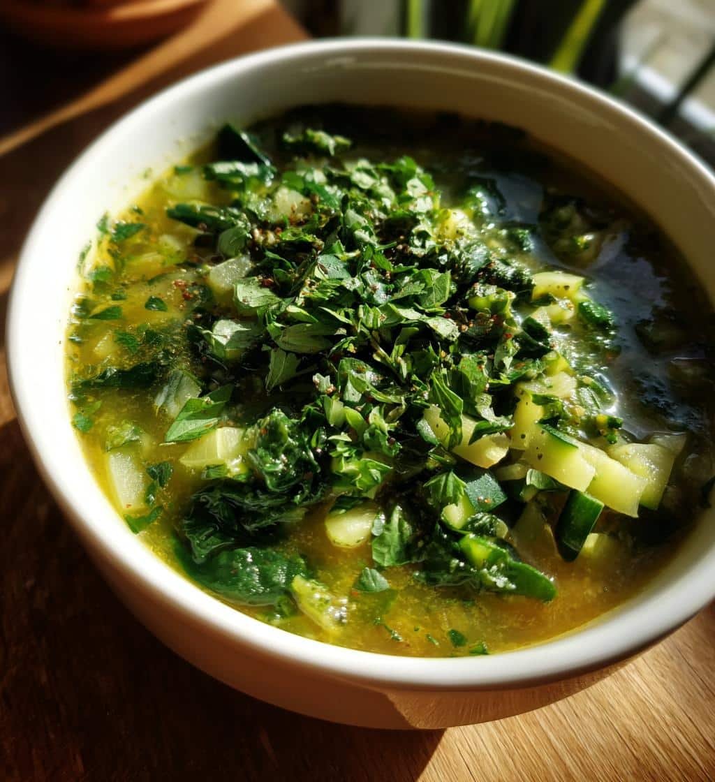 Healthy Green Goddess Detox Soup with Zucchini & Kale