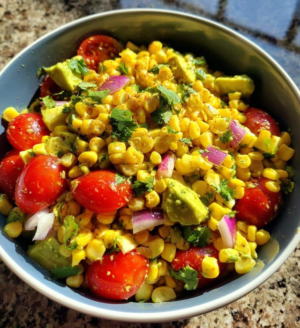 Healthy Grilled Street Corn Salad with Avocado "Mayo"