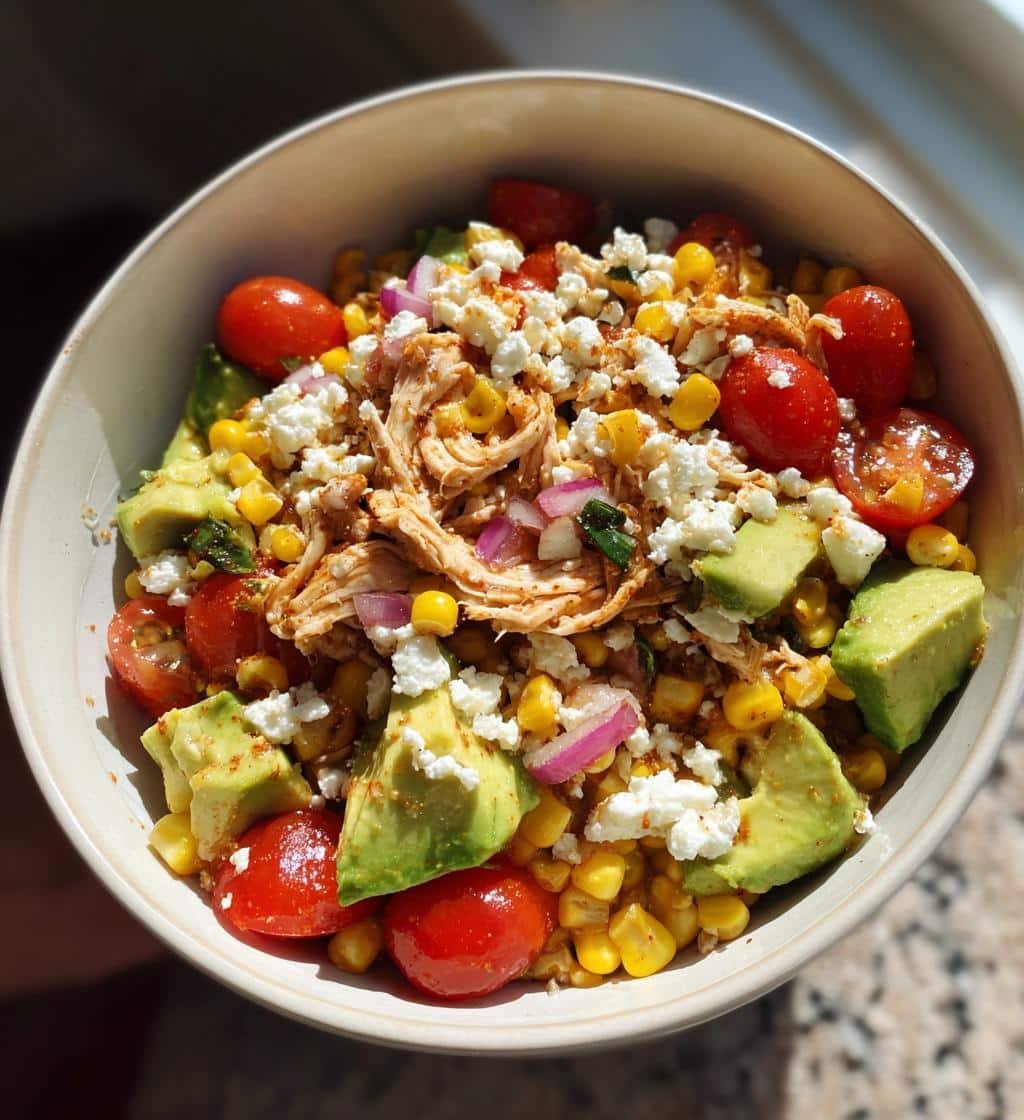 Healthy High Protein Chicken Street Corn Salad Bowl - detail 1