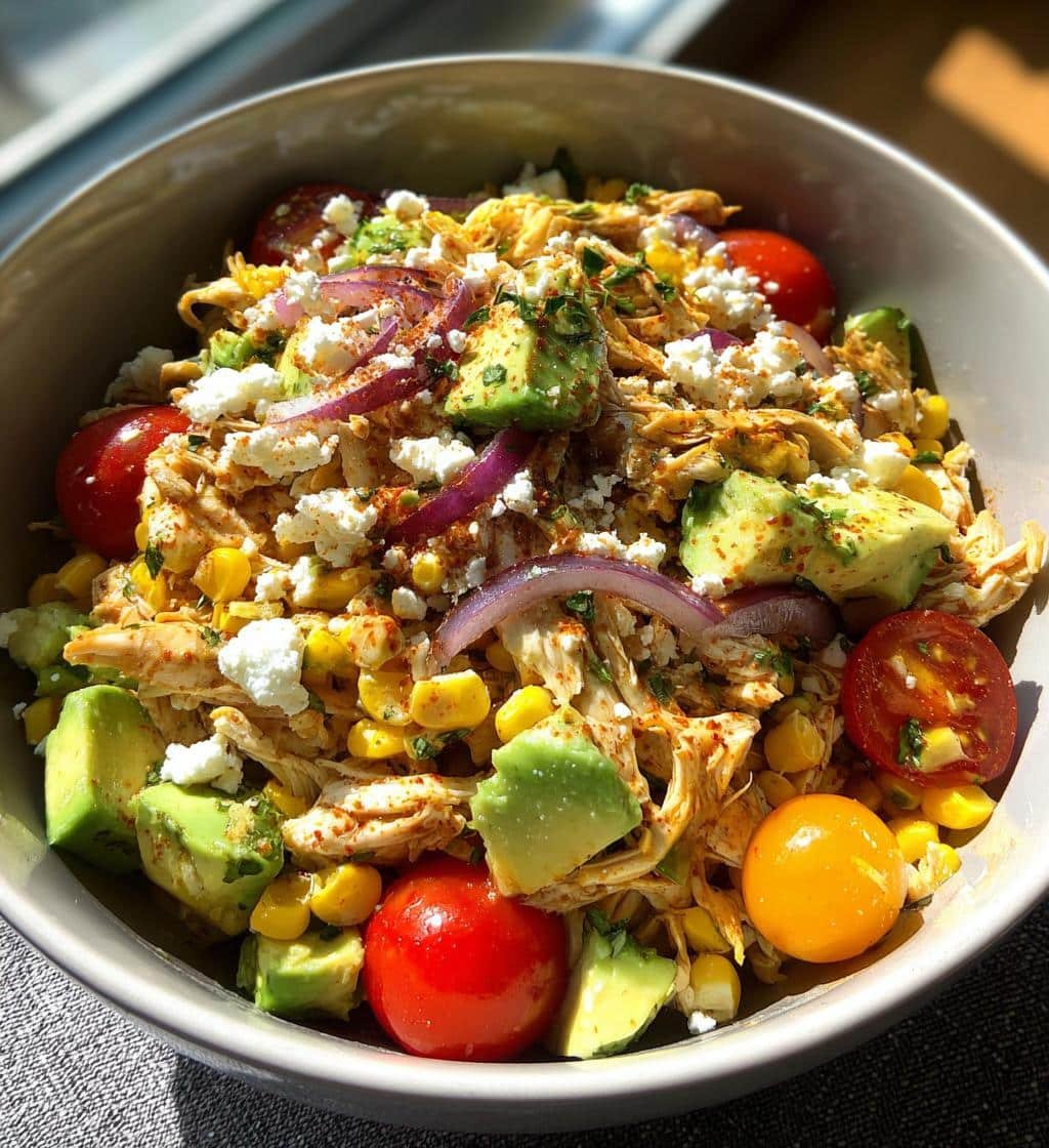 Healthy High Protein Chicken Street Corn Salad Bowl