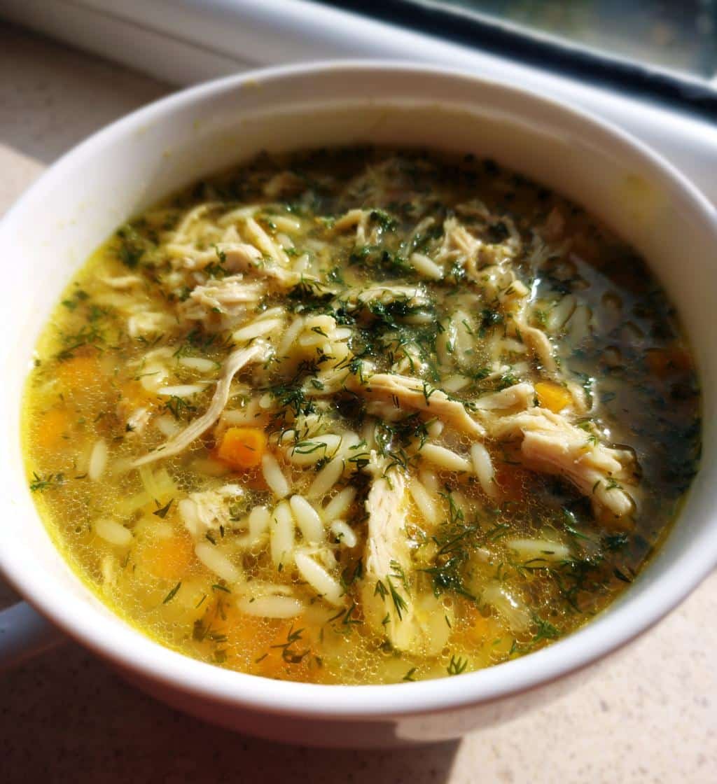 Healthy Lemon Chicken Orzo Soup with Dill - detail 1