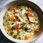 Healthy Lemon Chicken Orzo Soup with Dill