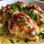 Healthy Low-Carb Crockpot Creamy Bacon Chicken Thighs
