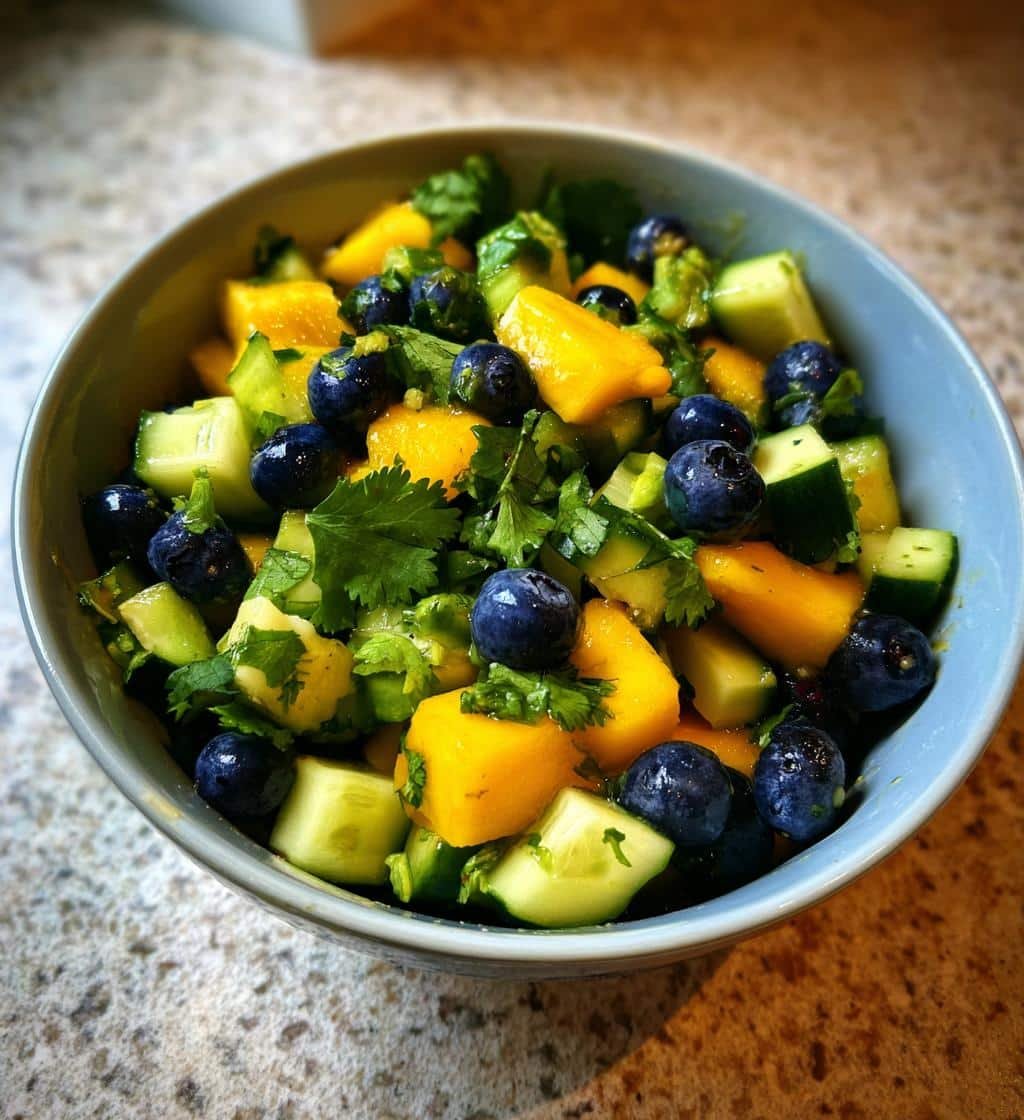 Healthy Mango Cucumber Blueberry Avocado Salad - detail 1