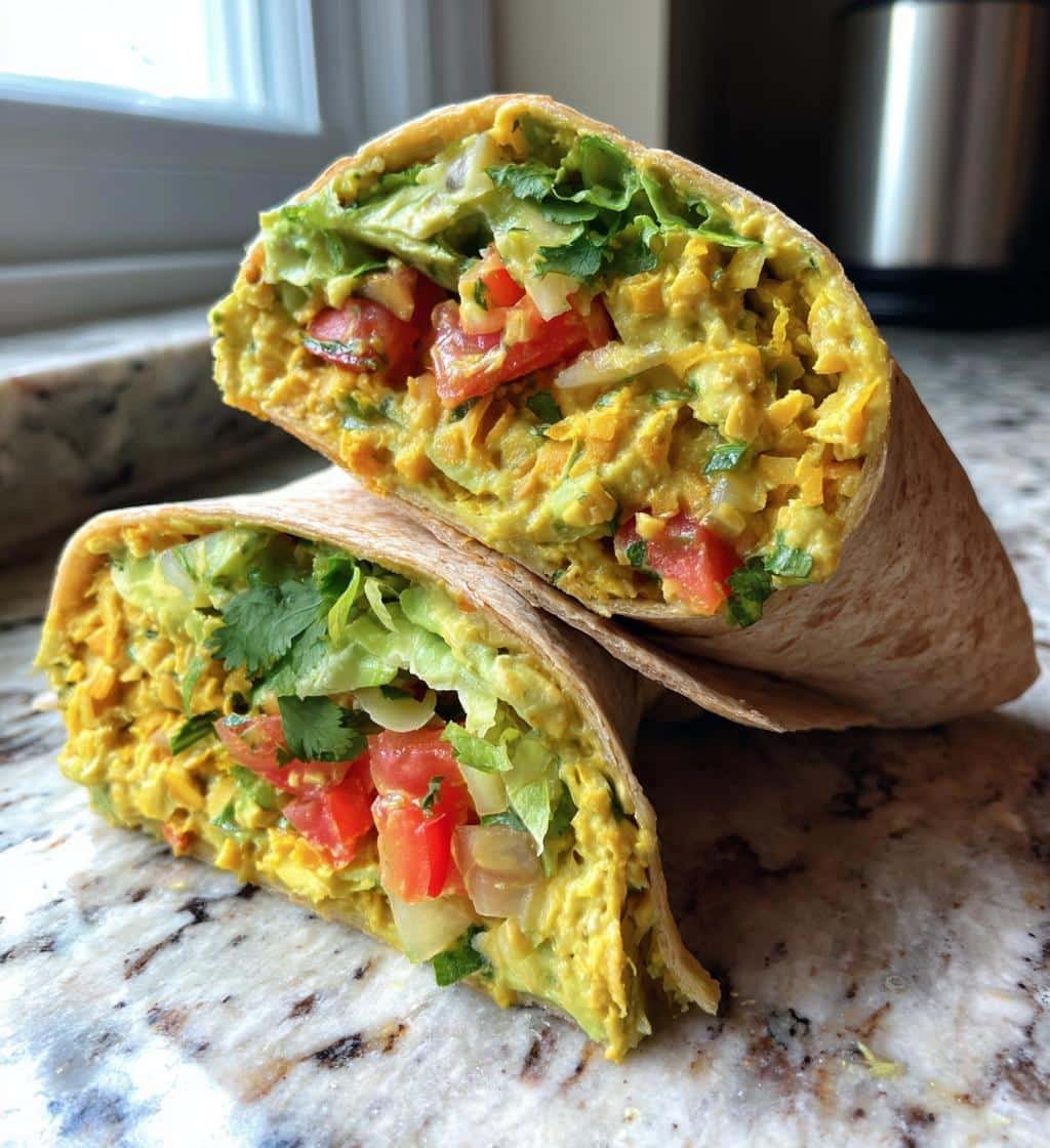 Healthy Spicy Chickpea and Avocado Vegan Wrap - detail 1