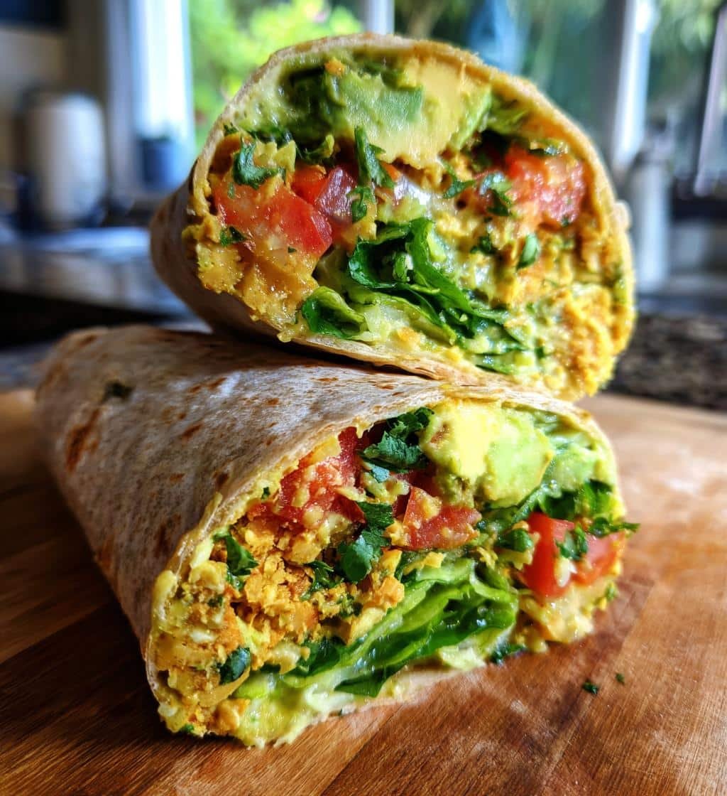 Healthy Spicy Chickpea and Avocado Vegan Wrap