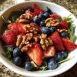 Healthy Strawberry Blueberry Salad with Candied Walnuts