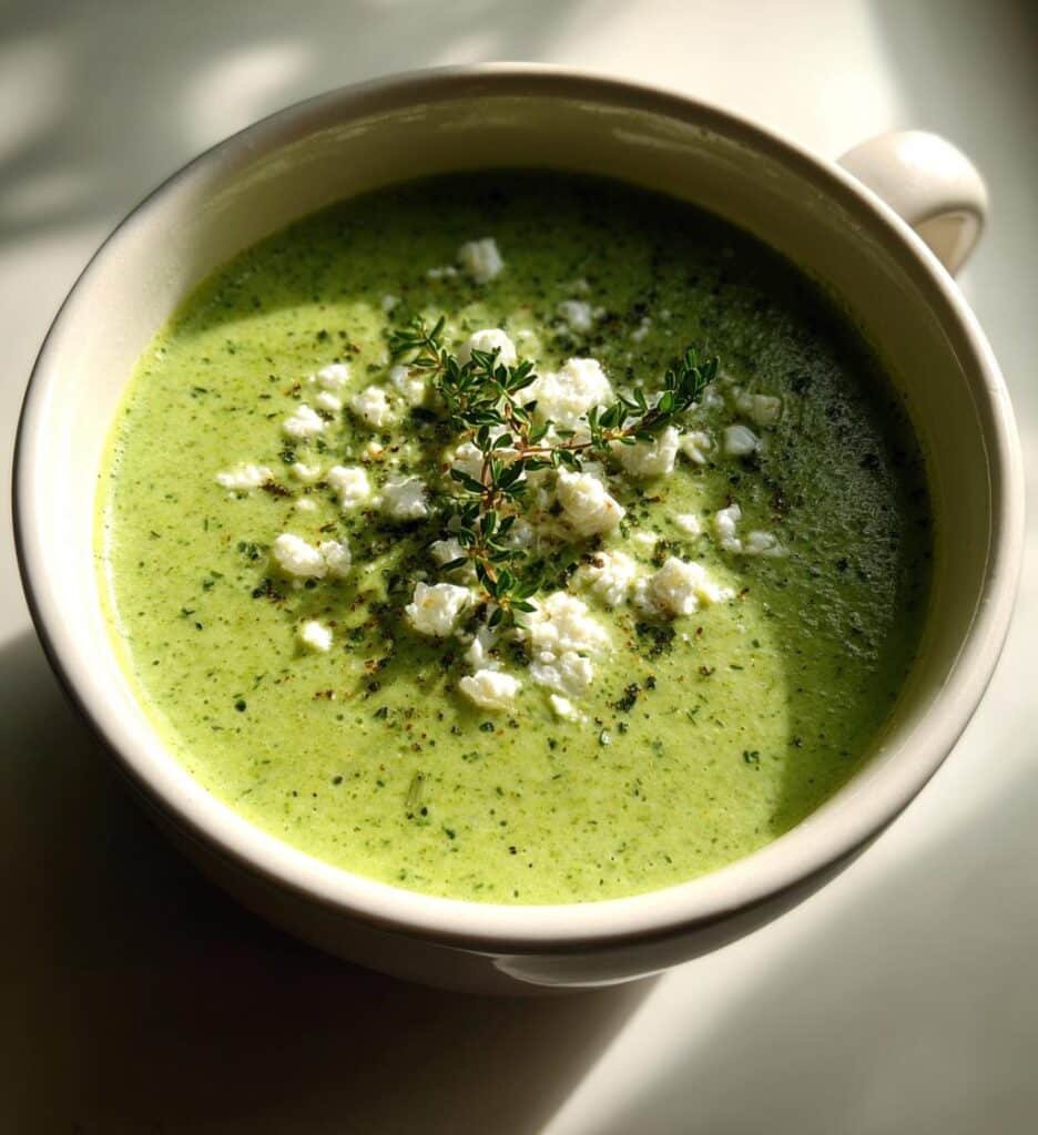 Healthy 5-Minute Broccoli-Feta Soup