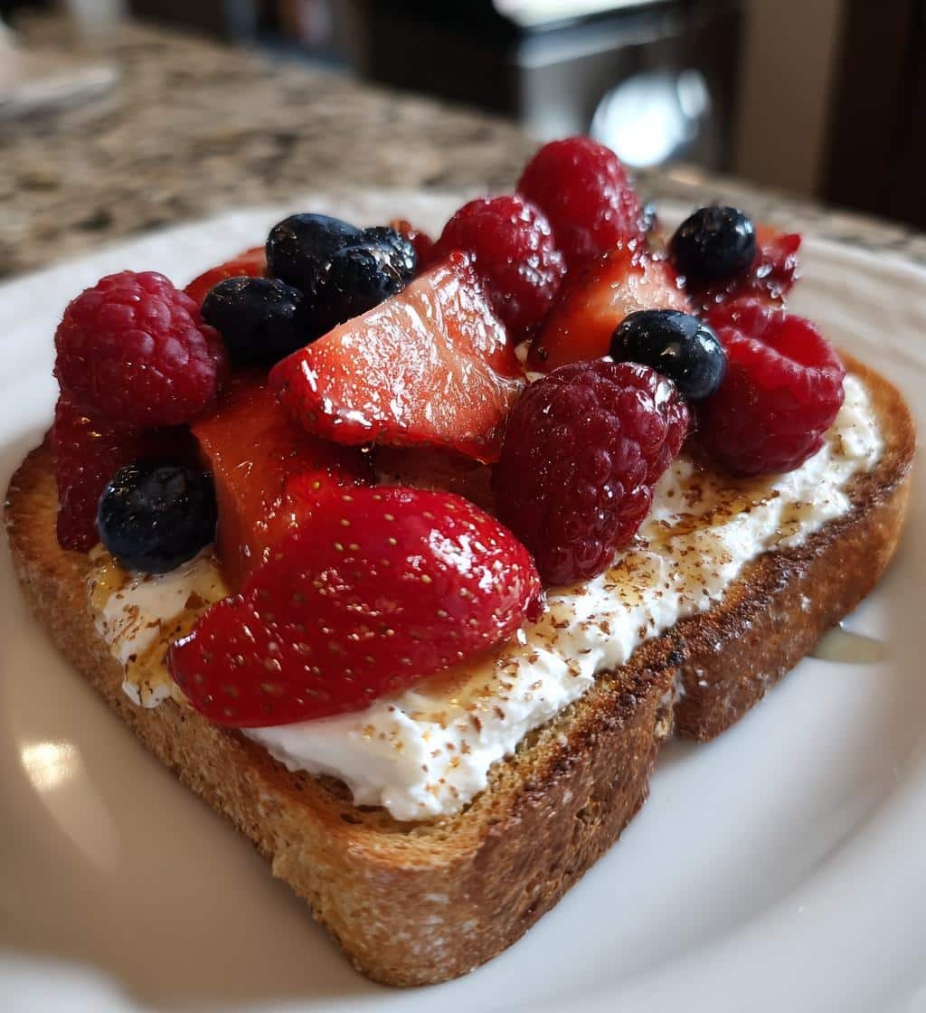 Healthy Air Fryer Ricotta Toast with Berries - detail 1