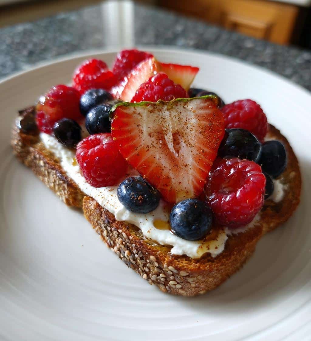Healthy Air Fryer Ricotta Toast with Berries