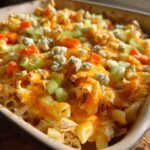 Healthy Buffalo Chicken Pasta Bake