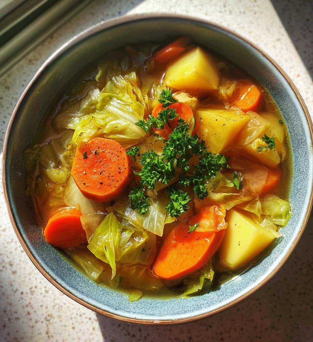 Healthy Cabbage & Potato Soup for meal prep - detail 1