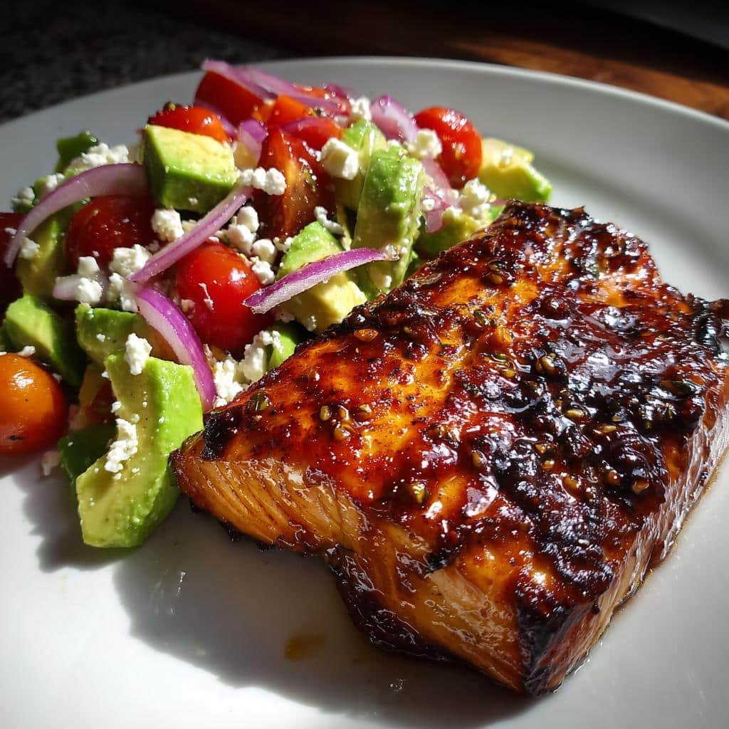 Indulgent Chipotle Glazed Salmon Bowl in Just 25 Minutes 4 Healthy Chipotle Glazed Salmon Bowl with Avocado Feta Salad - detail 1