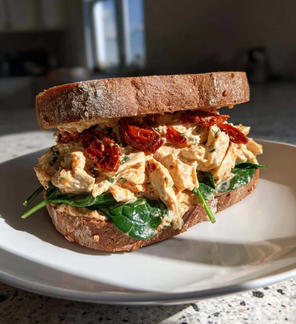 Healthy Creamy Marry Me Chicken Sandwich with Sun-Dried Tomatoes