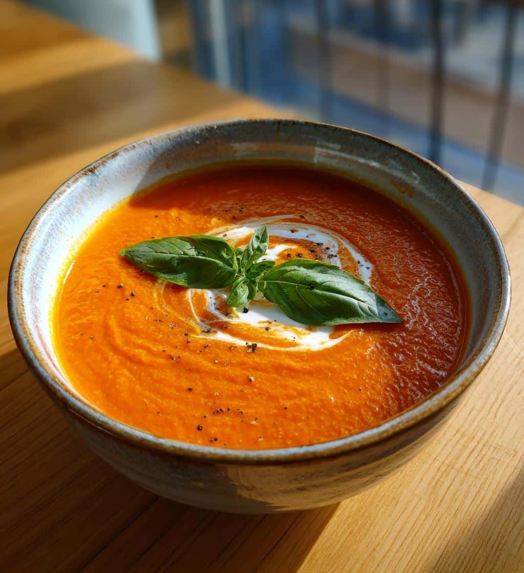 Healthy Creamy Roasted Tomato & Red Pepper Soup