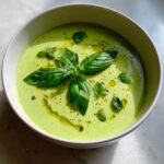 Healthy Creamy Zucchini & Basil Soup (Vegan)