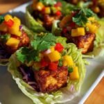 Healthy Crispy Tofu Mango Salsa Cabbage Wraps