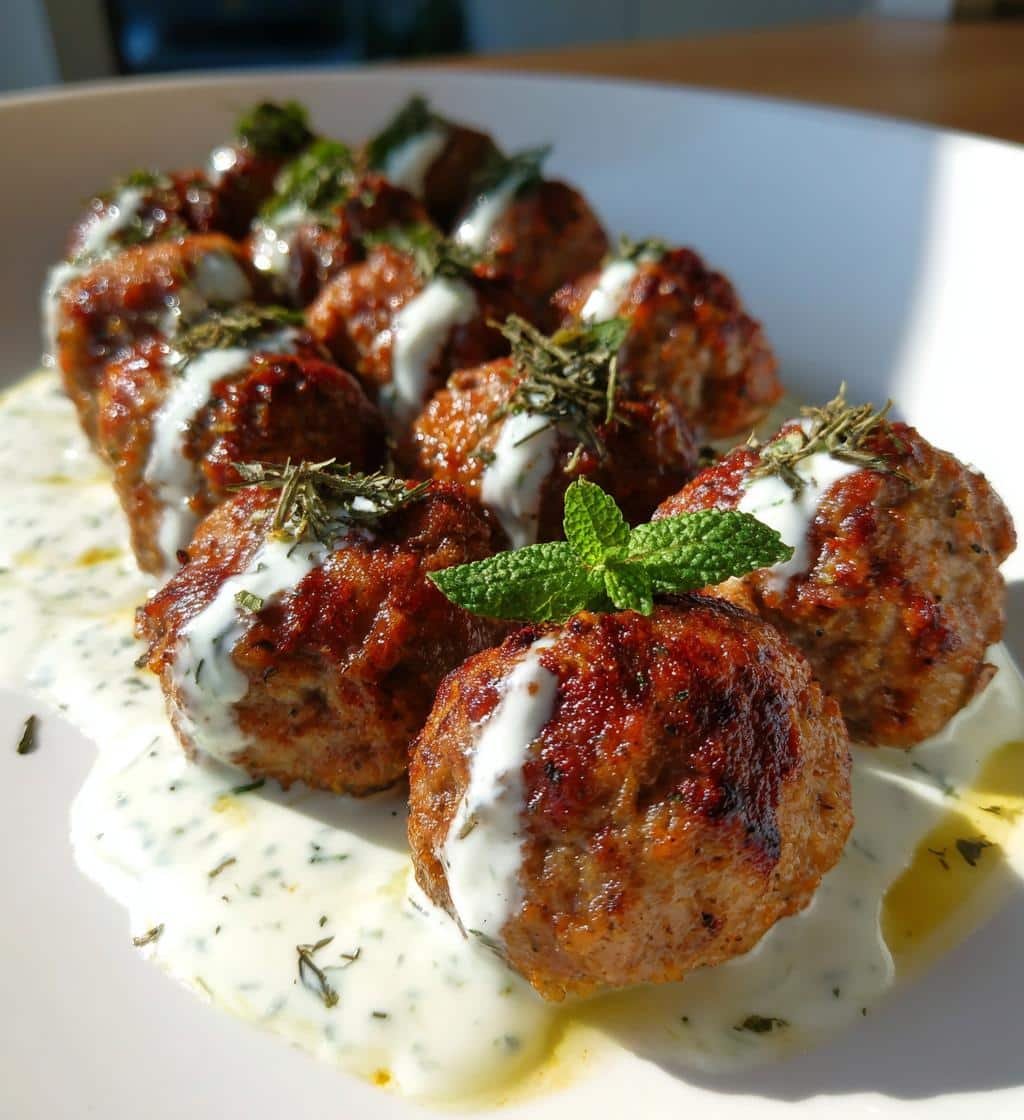 Healthy Crockpot Greek Meatballs with Tzatziki - detail 1
