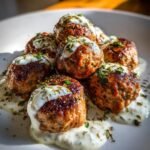 Healthy Crockpot Greek Meatballs with Tzatziki