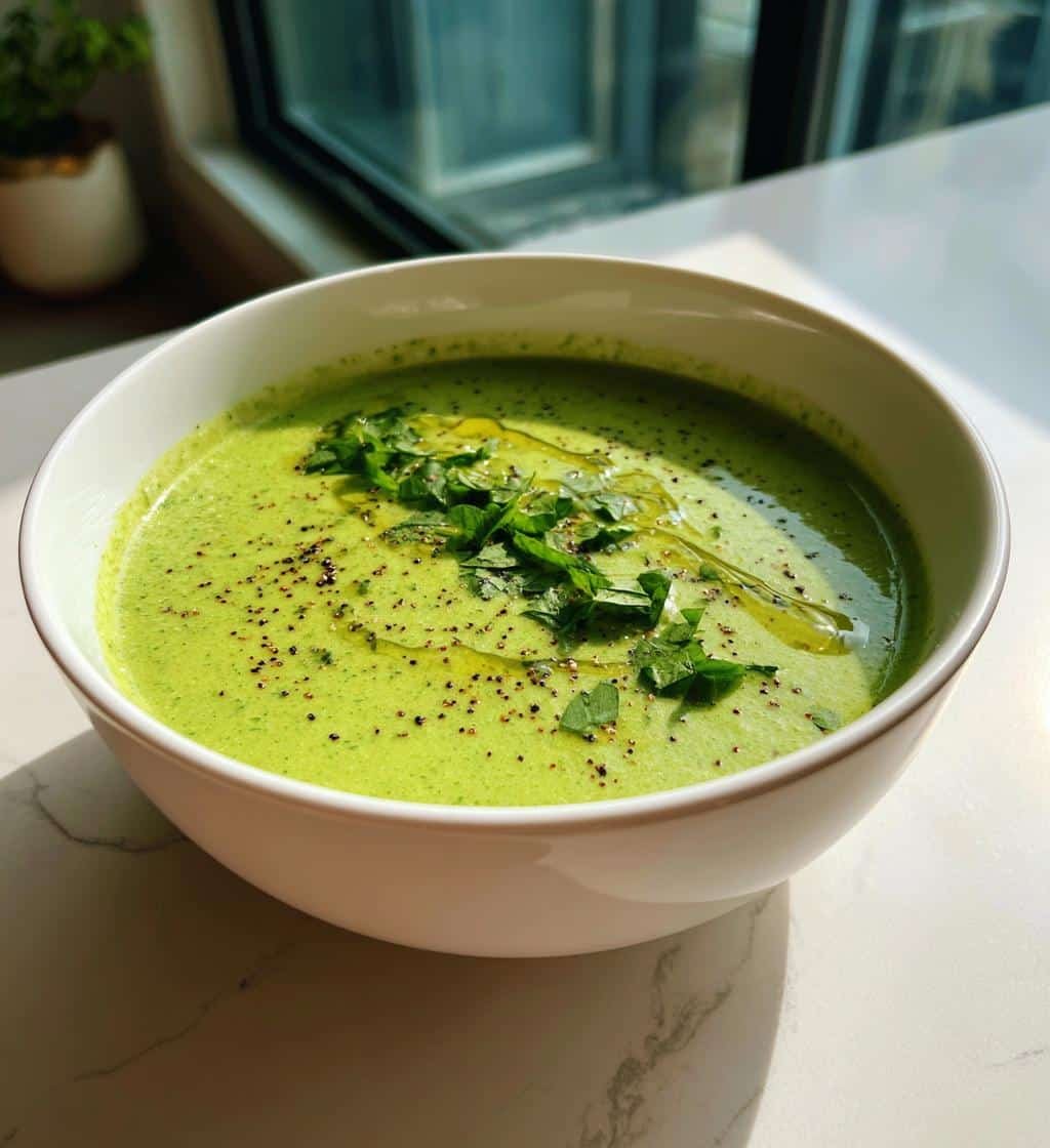Healthy Green Goddess Detox Soup with Zucchini & Kale