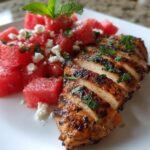Healthy Grilled Lemon-Garlic Chicken with Watermelon Salad