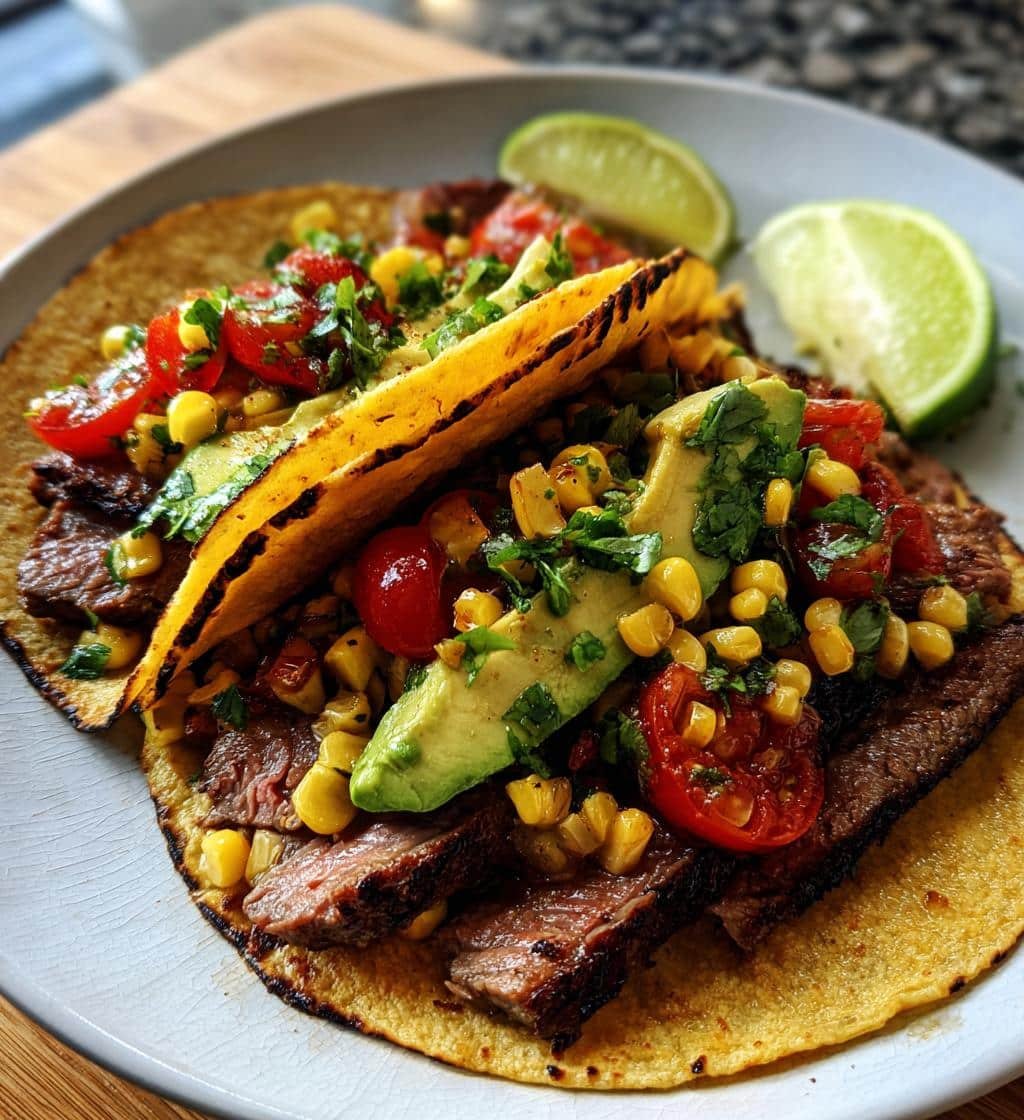 Healthy Grilled Steak Corn Tacos