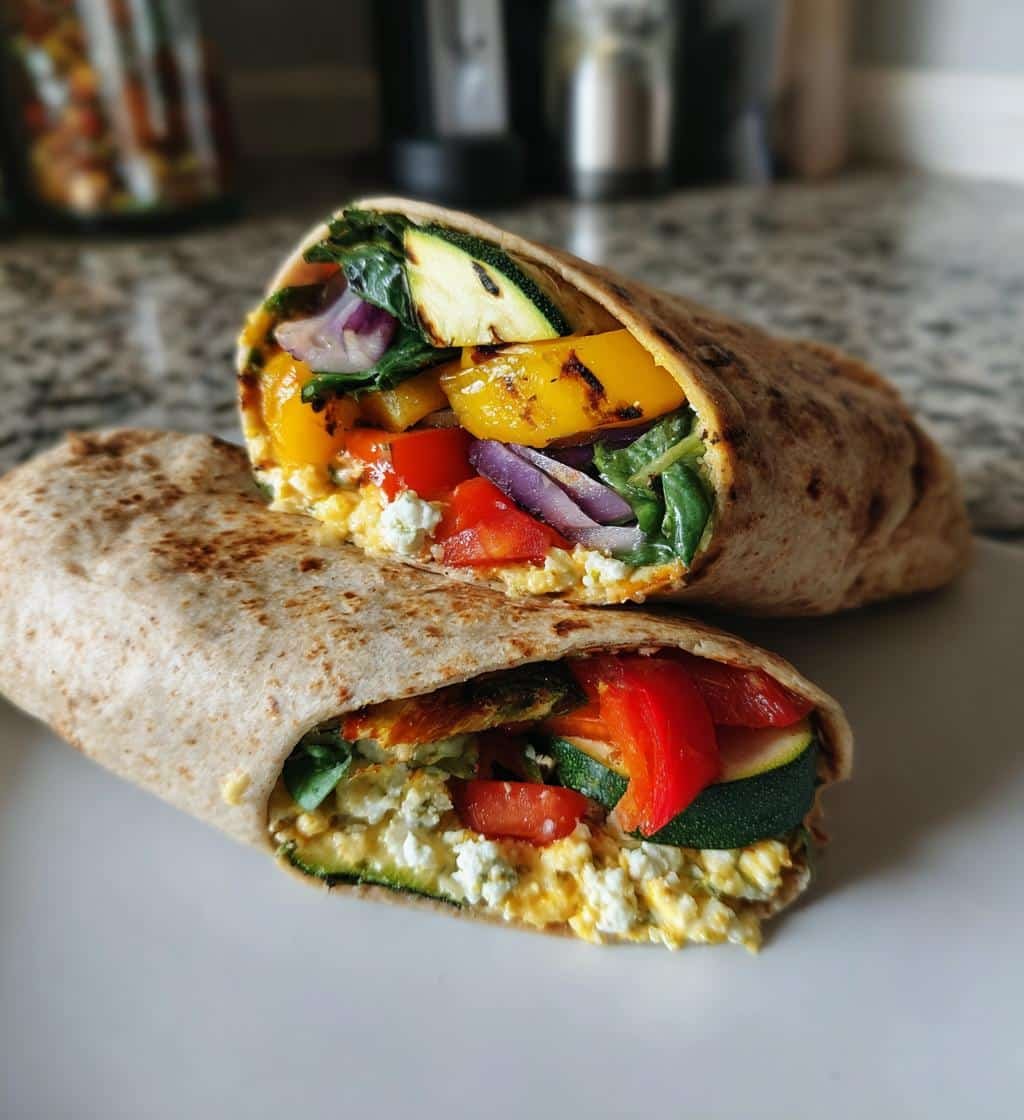 Healthy Grilled Veggie & Hummus Flatbread Wrap - detail 1